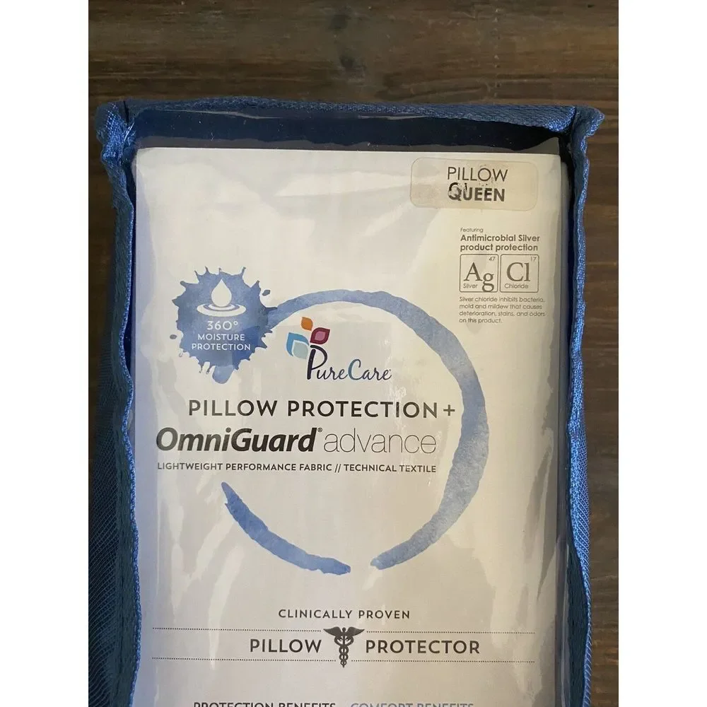 Pure Care Pillow Protector FTA502 Omniguard Queen New